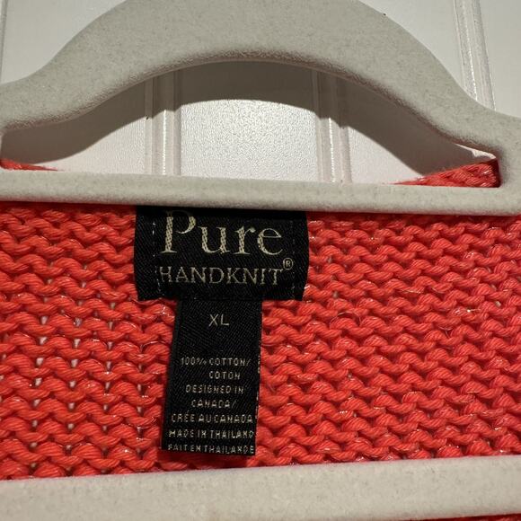 Pure Handknit Coral Cardigan Sweater Artsy Buttons Lagenlook Size XL - Picture 4 of 6